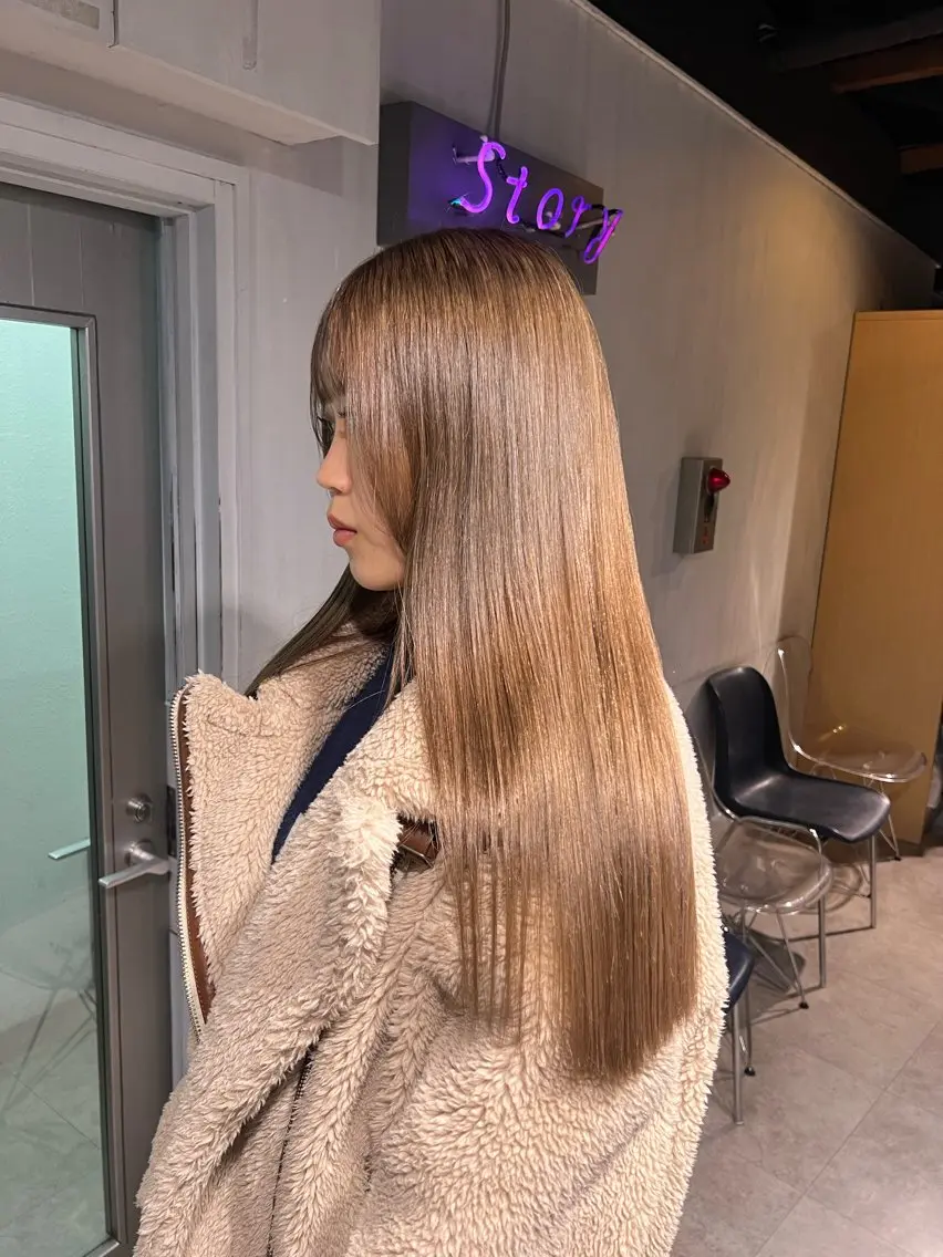 ロング カラー ヘアカラー トリートメント NANAMI🩵 大人可愛い韓国ヘアのヘアスタイル