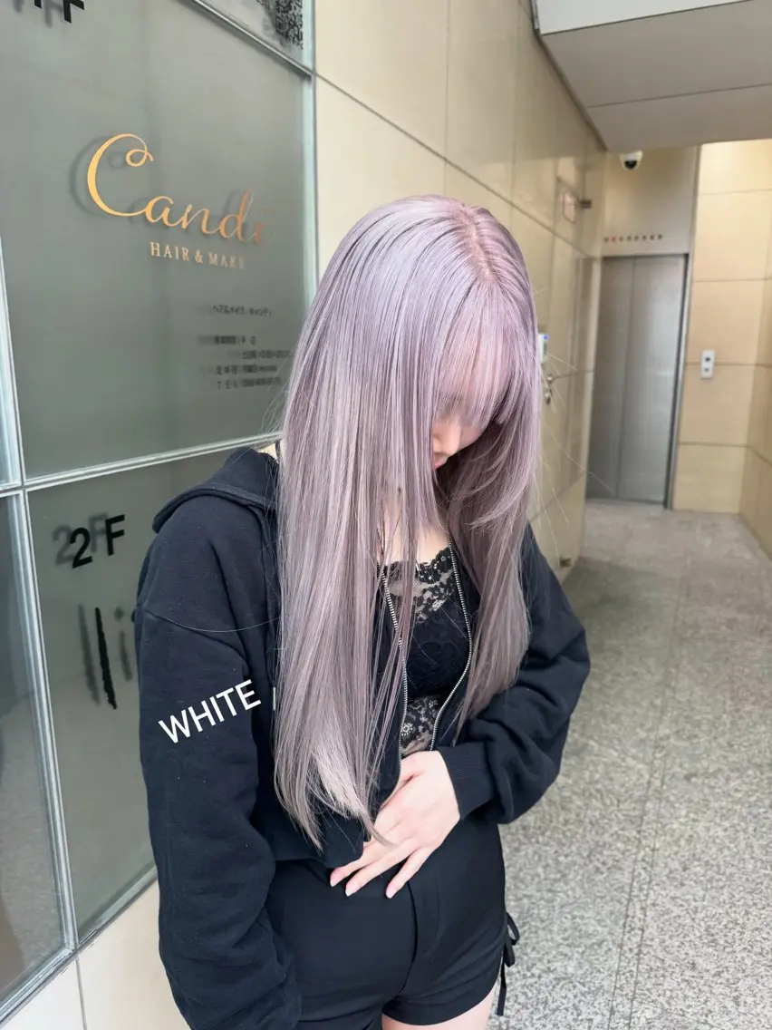 ロング カラー ブリーチ 福岡縮毛矯正 ブリーチなしカラーのヘアスタイル