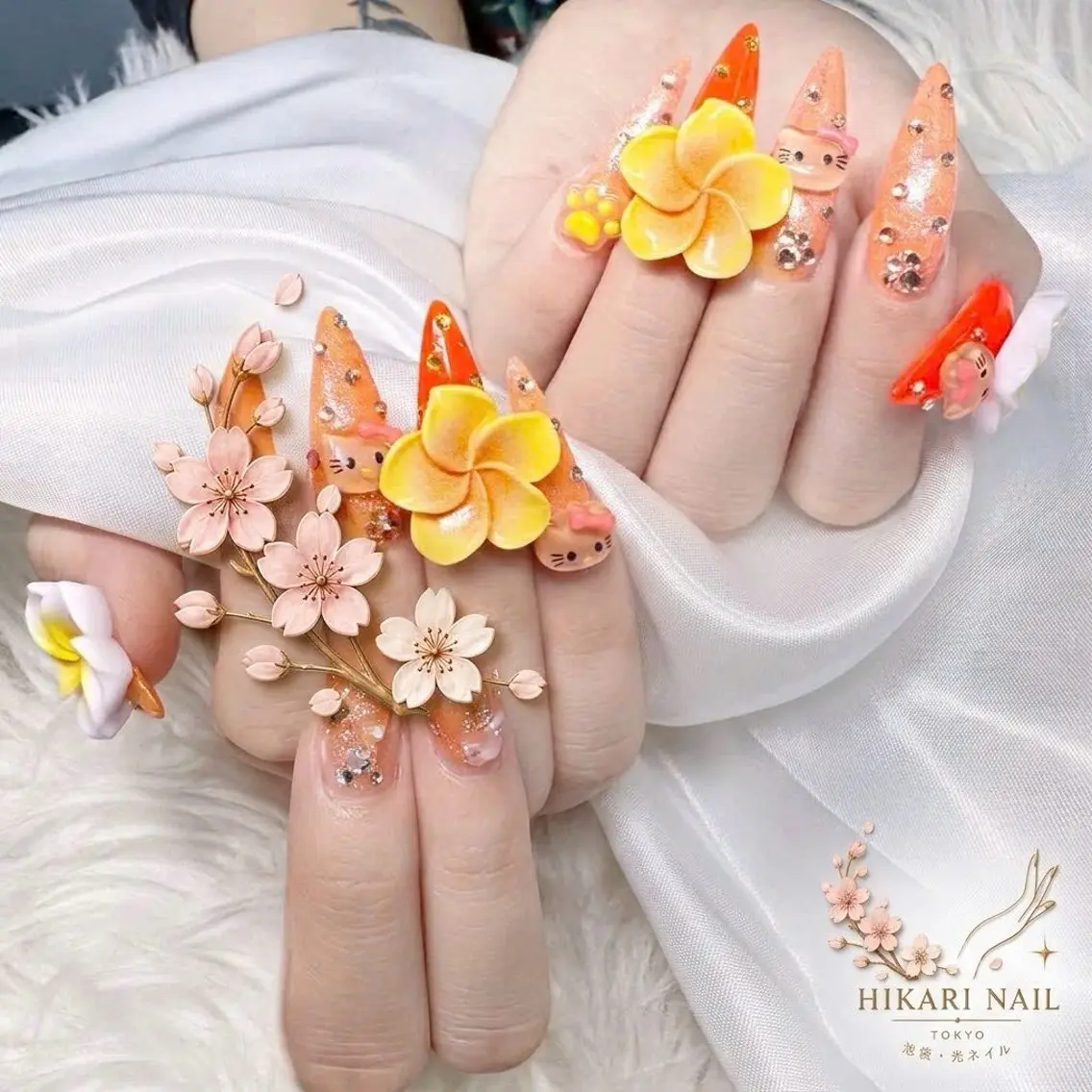 ネイル チークネイル 長さ出し フレンチネイル ガーリー ハロウィン ハンドネイル HikariNail Ikebukuroのネイルデザイン