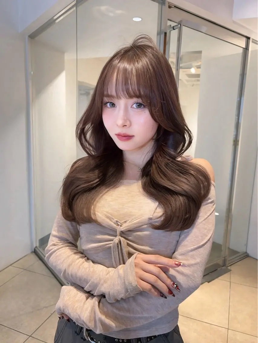 ロング カラー カット ヘアカラー トリートメント ♠️暗髪レイヤー♠️ 中山唯斗のヘアスタイル