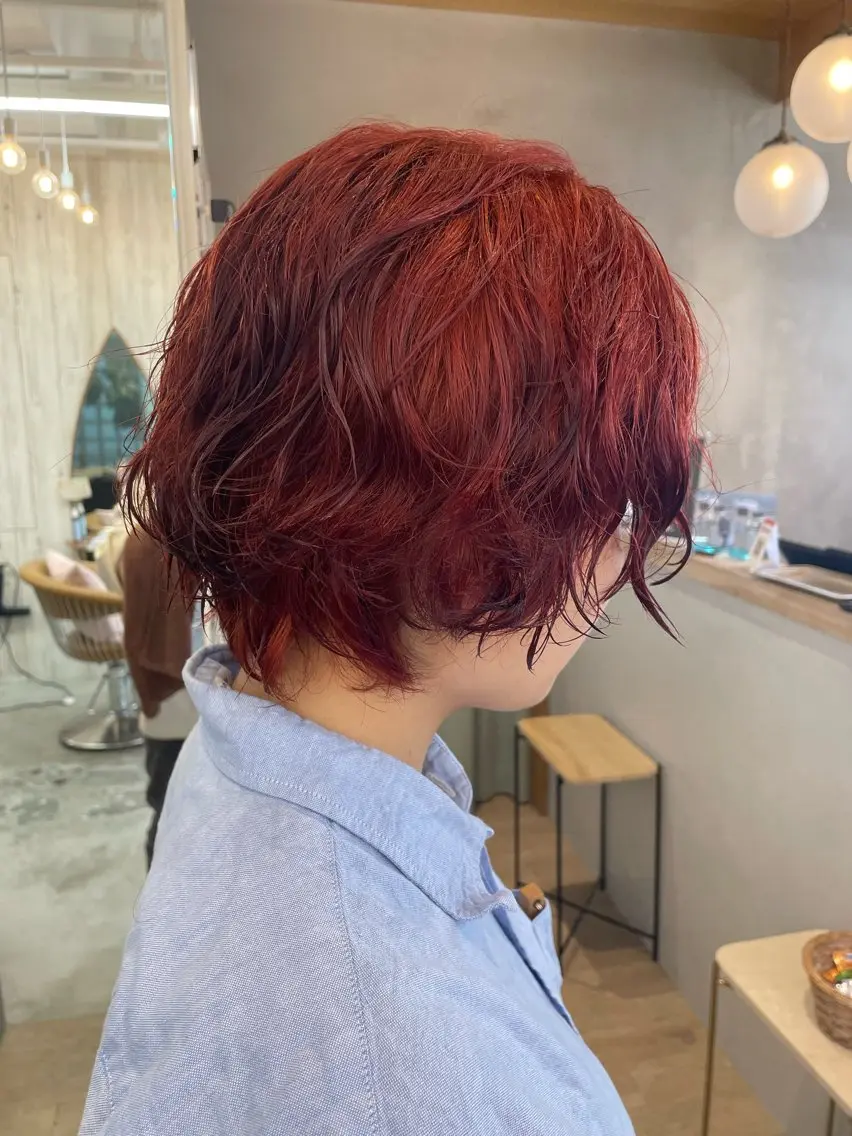 ショート ヘアカラー オリーブベージュ/ボ ブ縮毛矯正たまき🧡のヘアスタイル