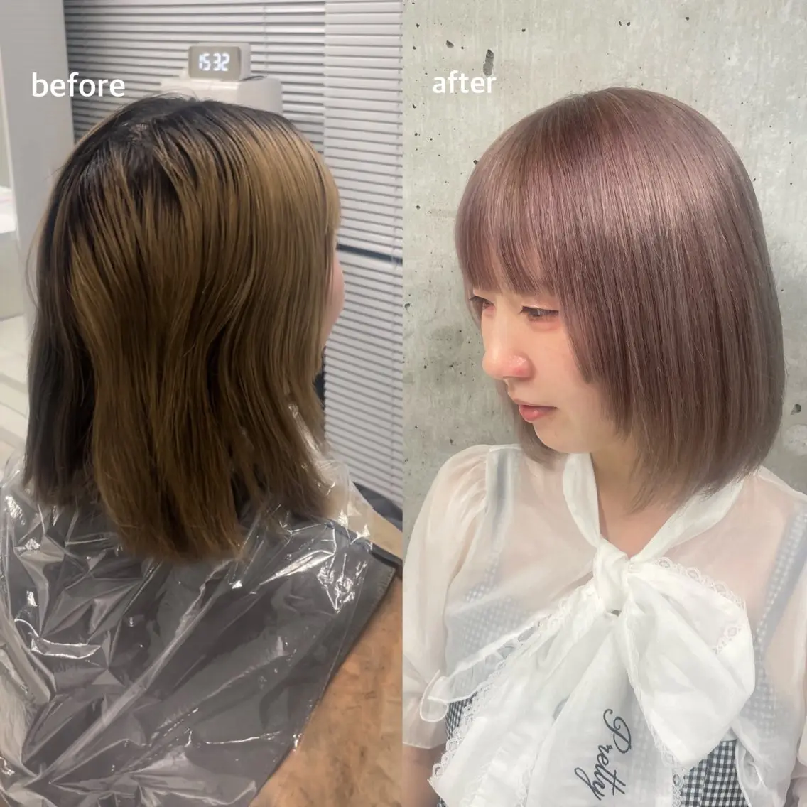ミディアム カラー ラベンダーカラー yuzuna ハイトーン 天神のヘアスタイル