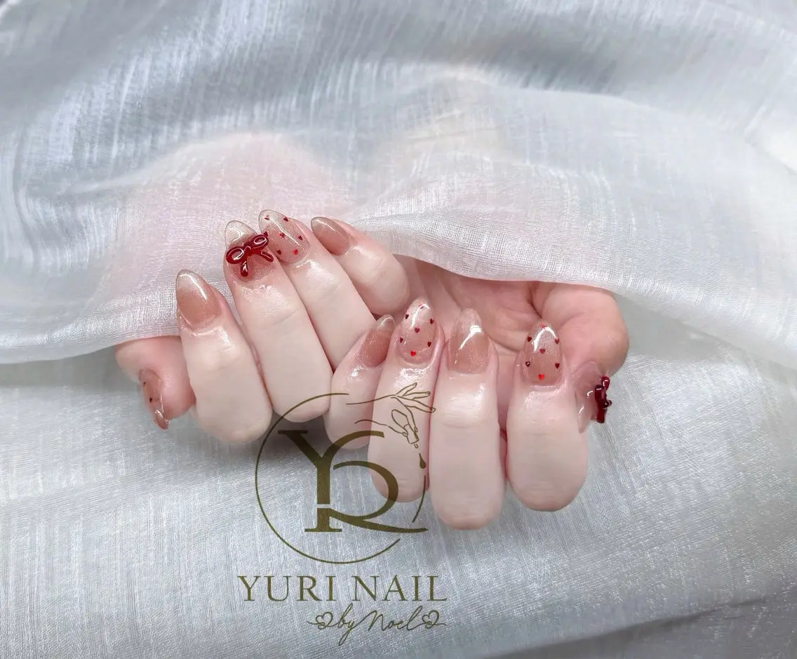 ネイル オーロラネイル ブルー チークネイル フレンチネイル グラデーション ハンドネイル フットネイル ハンドケア YURI Nail Funabashiのネイルデザイン