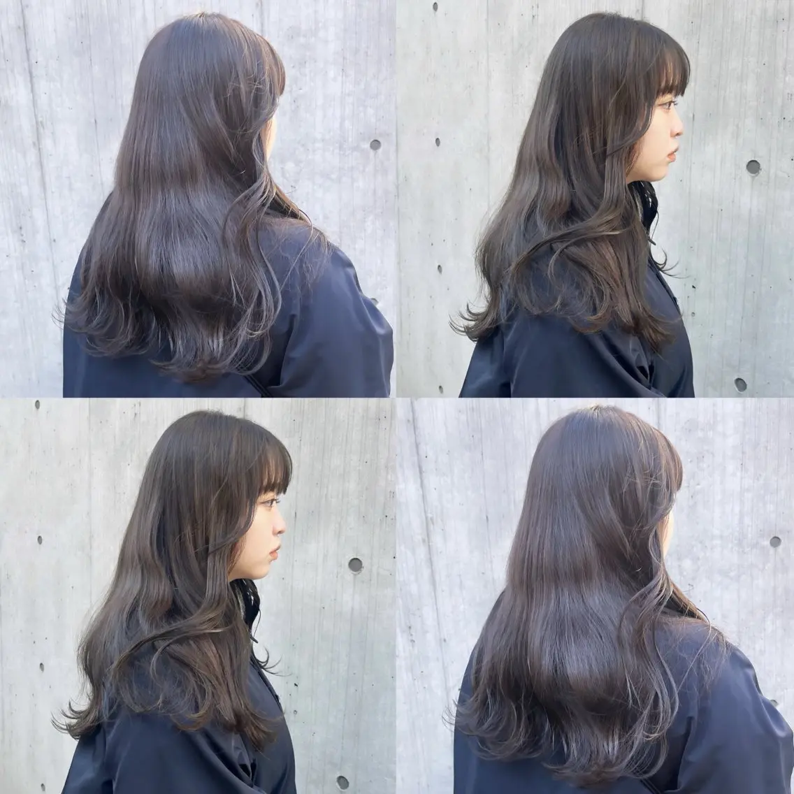 セミロング カラー アッシュ アッシュブラウン アッシュグレー アッシュグレージュ ベージュカラー カット ヘアカラー トリートメント ヘッドスパ ヘアセット カジュアルを女っぽく 𝗮𝘆𝗮𝗰𝗼のヘアスタイル
