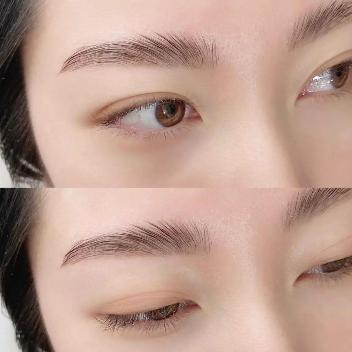 束になって下に向いている眉毛を根本から立ち上げて、立体的な毛流れをひきだします。の写真