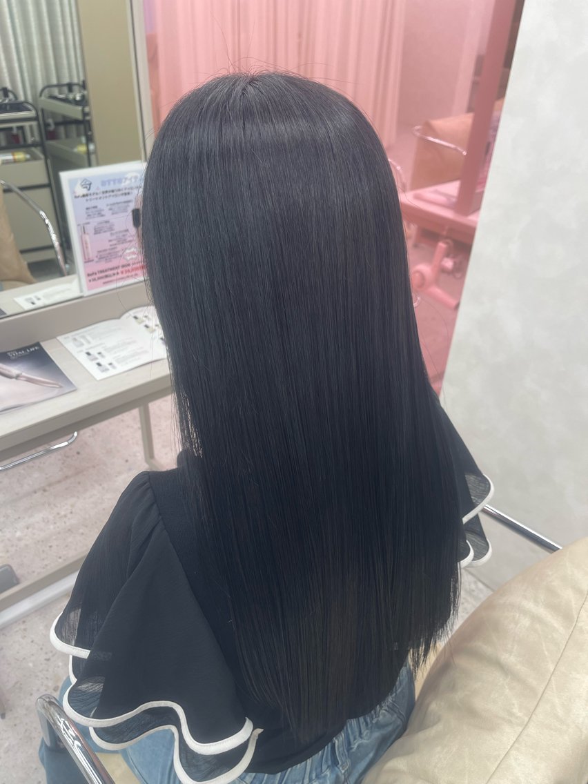 ロング カラー 黒髪 ブルーカラー ブルーブラック COCO reiのヘアスタイル