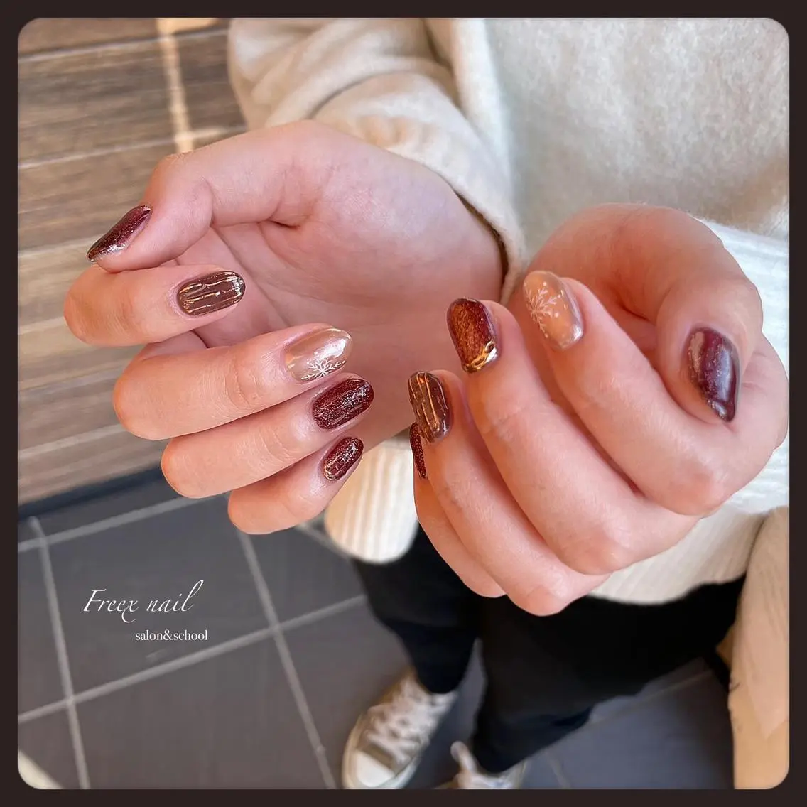 ネイル 冬ネイル クリスマス ハンドネイル ハンドケア freex nail /ニュアンス/個性派のネイルデザイン