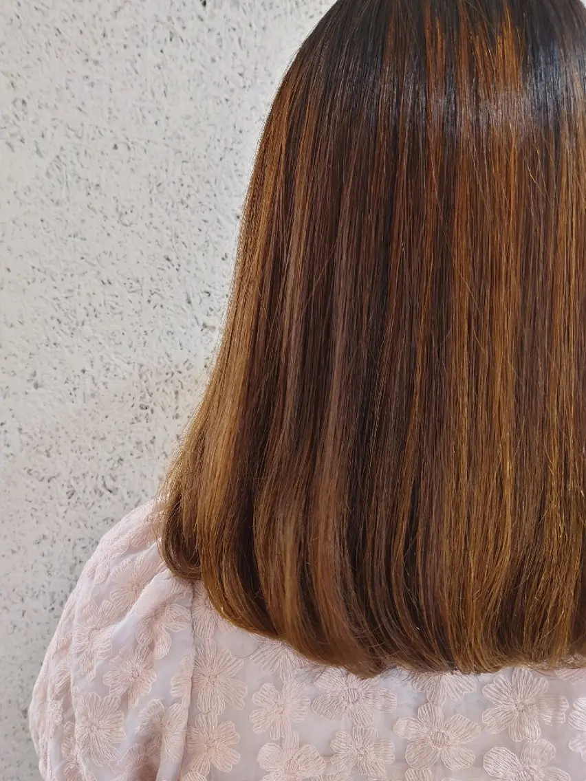 ミディアム ヘアアレンジ カラー パーマ カット パーマ 縮毛矯正 トリートメント かわい ゆうな 髪質改善/縮毛矯正のヘアスタイル