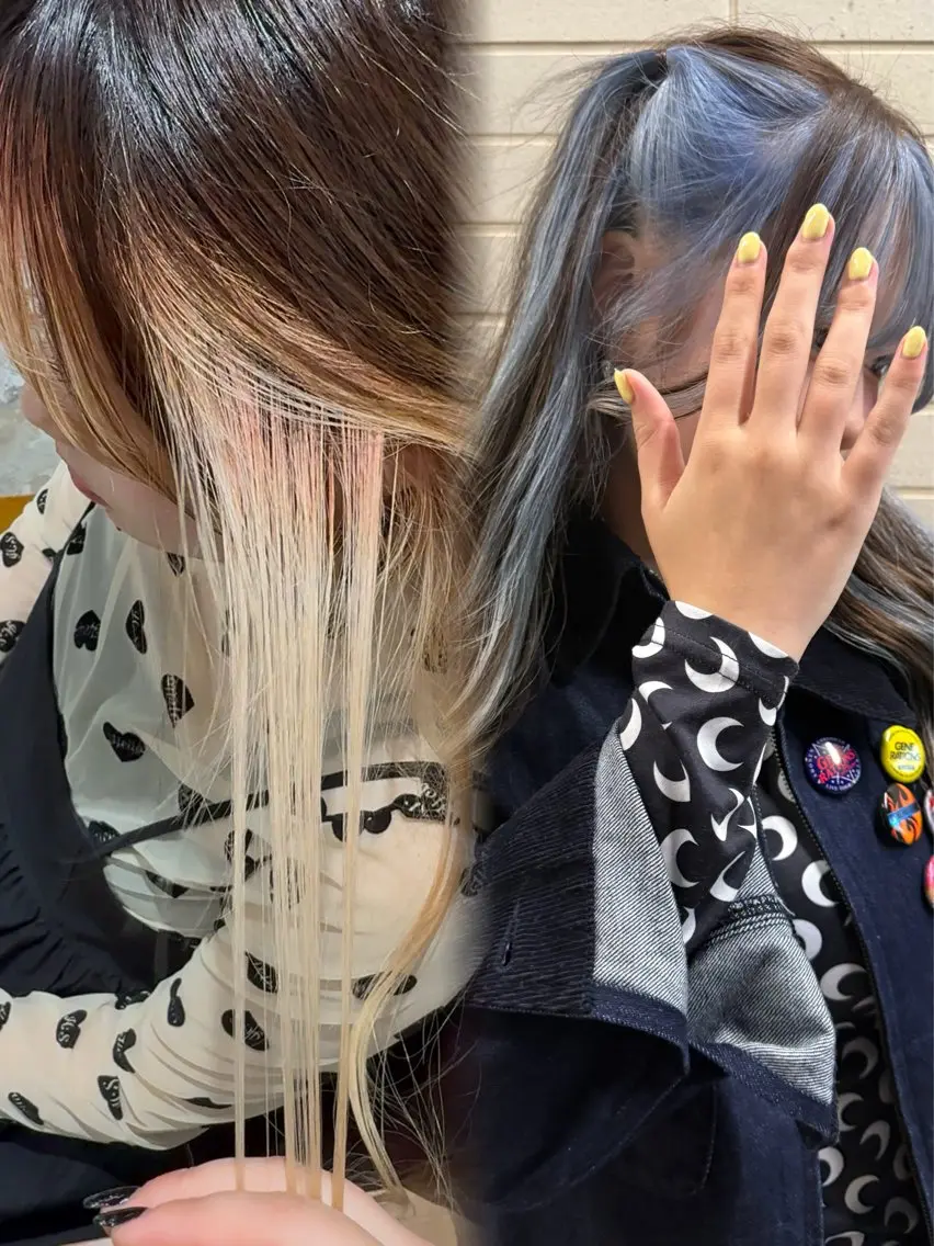 ロング カラー ブルーカラー 透明感カラー ヘアカラー トリートメント カナ：ホワイトカラー /ピンクカラー‎のヘアスタイル