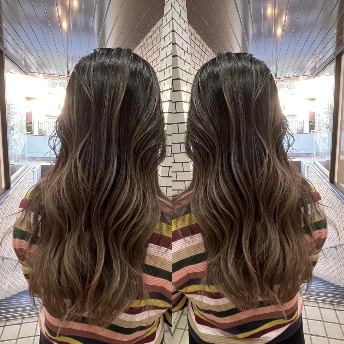 ロング レイヤーカット カット ヘアカラー ハイライトバレイヤー ジュ&縮毛矯正✨櫻野のヘアスタイル