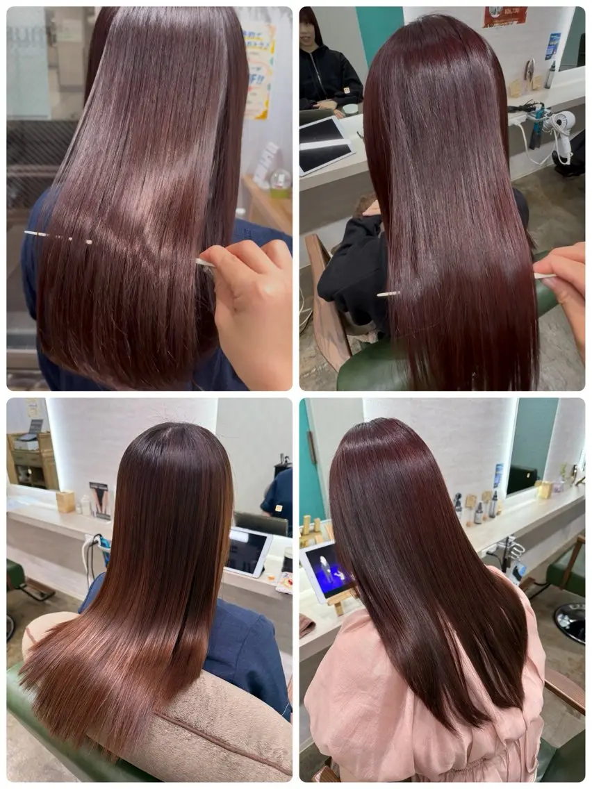 ロング カラー 髪質改善 縮毛矯正 トリートメント 酸性ストレート 酸熱トリートメント カット ヘアカラー ヘッドスパ 縮毛矯正/ /関内/あべももこのヘアスタイル