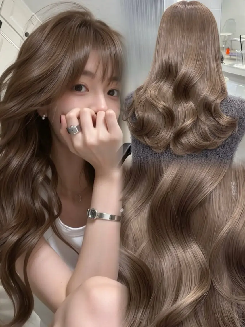ロング カラー カット ヘアカラー saho😶️️꙳⟡ ミルクティーベージュのヘアスタイル