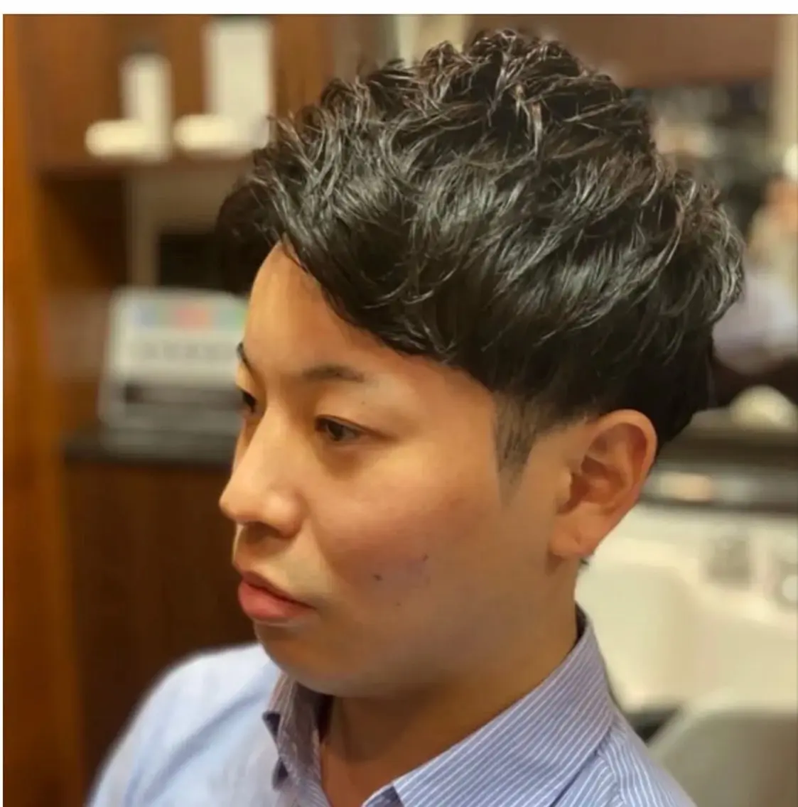 ミディアム パーマ メンズ カット パーマ きょーすけ 💈barberのヘアスタイル