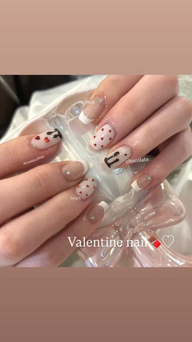 ネイル ハート バレンタイン ハンドネイル ♡Tajima Yumeka♡のネイルデザイン