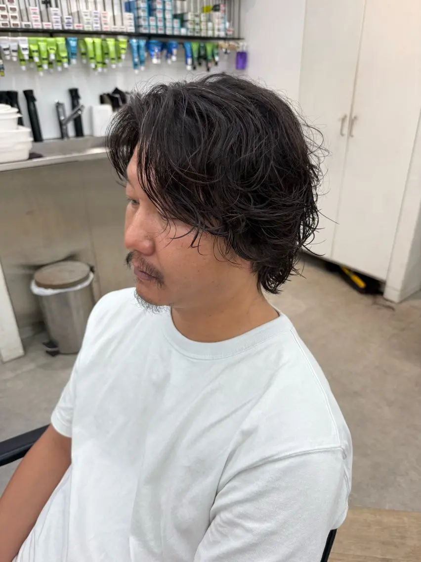 ショート カラー パーマ メンズ キッズ メンズパーマ メンズウルフカット ウルフカット 栄💗メンズ｜似合せ パーマ｜haruのヘアスタイル