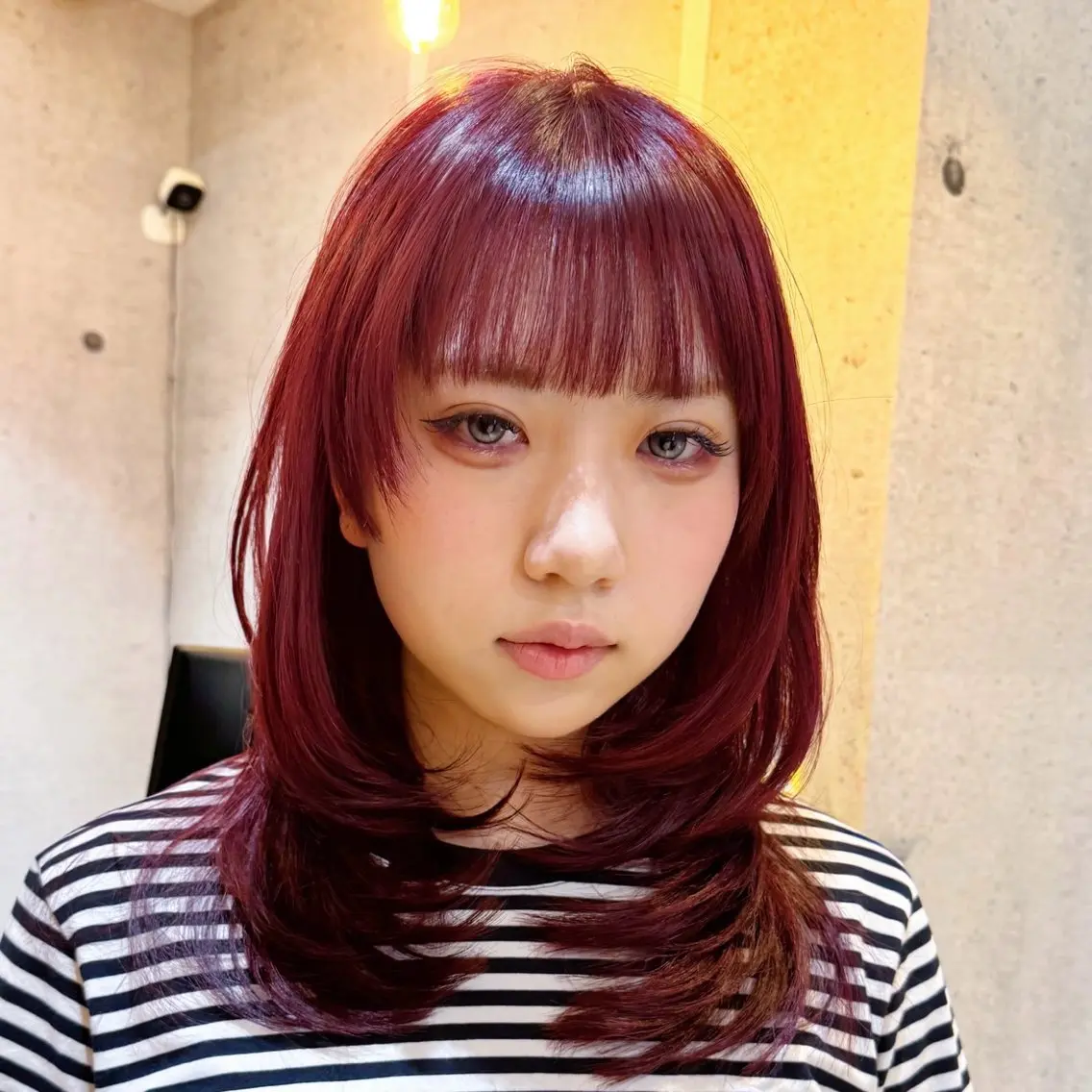 セミロング カラー ダブルカラー レッドカラー 髪質改善 レイヤーカット トリートメント カット ヘアカラー トリートメント 久保 敏之のヘアスタイル