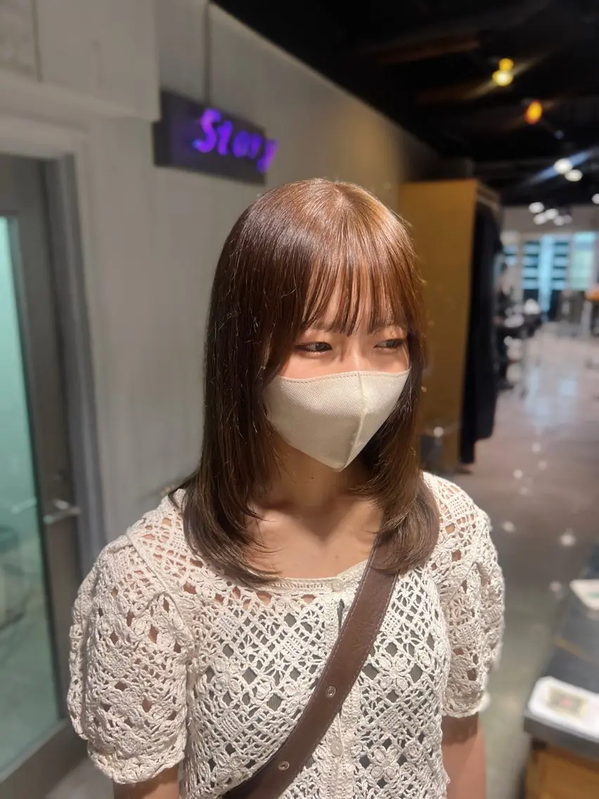 ミディアム カラー カット ヘアカラー NANAMI🩵 大人可愛い韓国ヘアのヘアスタイル