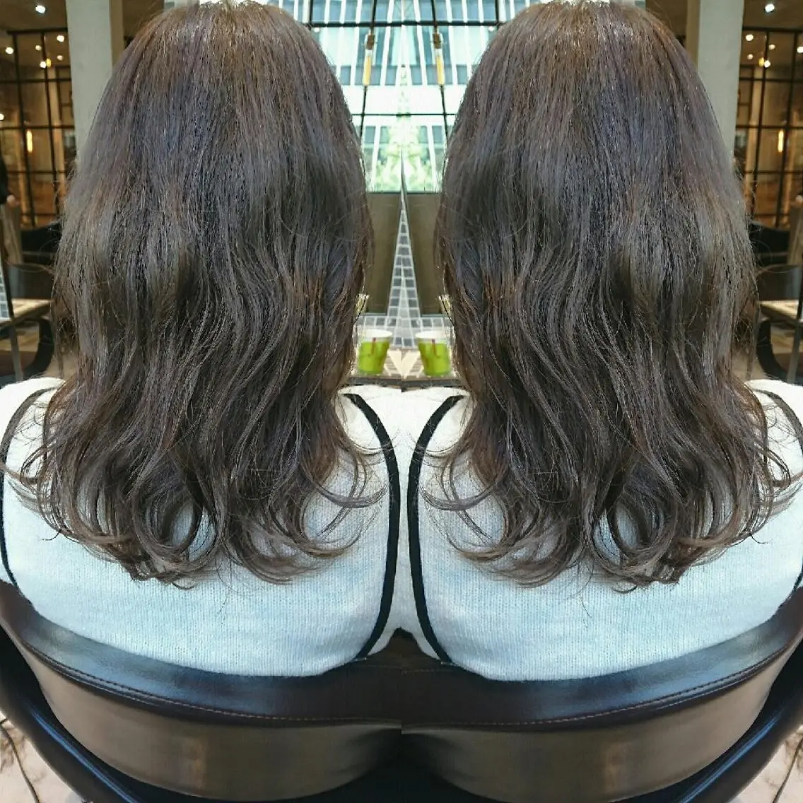ミディアム カラー ヘアアレンジ ブリーチ ハイライトカラー イルミナカラー ハイライト センター南 SEIJIのヘアスタイル