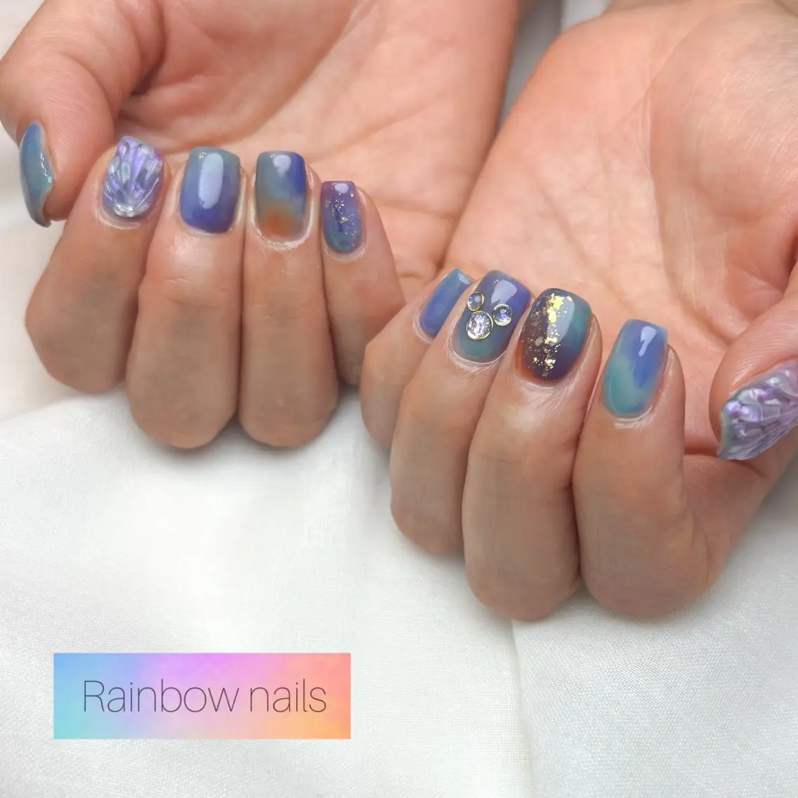 ネイル ハンドネイル Rainbow nailsくろちゃんのネイルデザイン