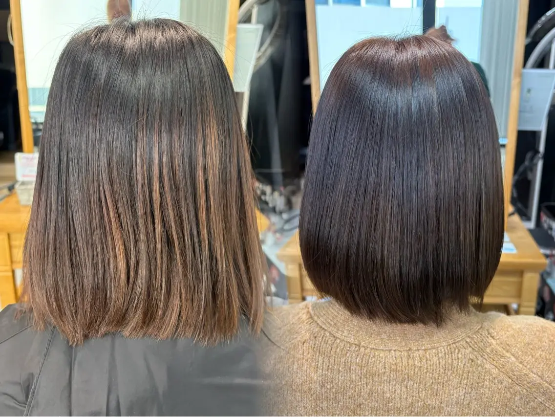 ショート 髪質改善 縮毛矯正 トリートメント 酸熱トリートメント ヘアカラー カラーモデル募集 🤍momoha🤍のヘアスタイル