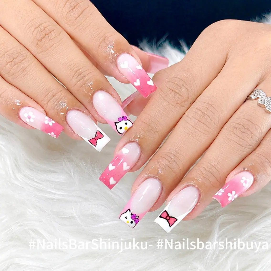 ネイル 長さ出し フレンチネイル ジェルネイル 韓国ネイル ロングネイル NAILS BAR SHINJUKUのネイルデザイン