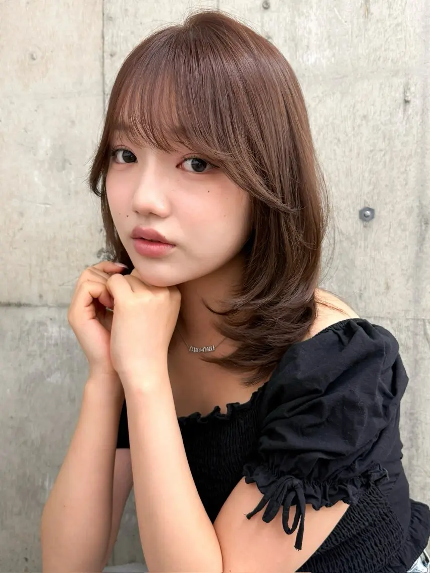 ミディアム カラー ミディアムレイヤー ブラウンカラー ラベンダーカラー ラベンダーブラウン レイヤーカット ヘアカラー 🤍レイヤー✖️透明 感／Haruna🤍のヘアスタイル