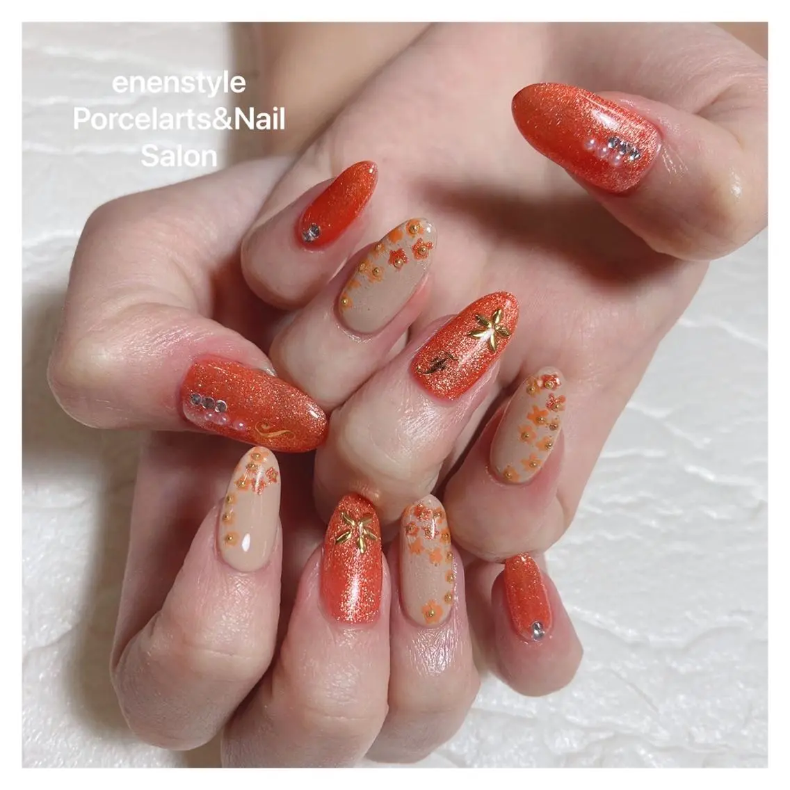 ミディアム ネイル ハンドネイル 🐾enen style 🐾のネイルデザイン