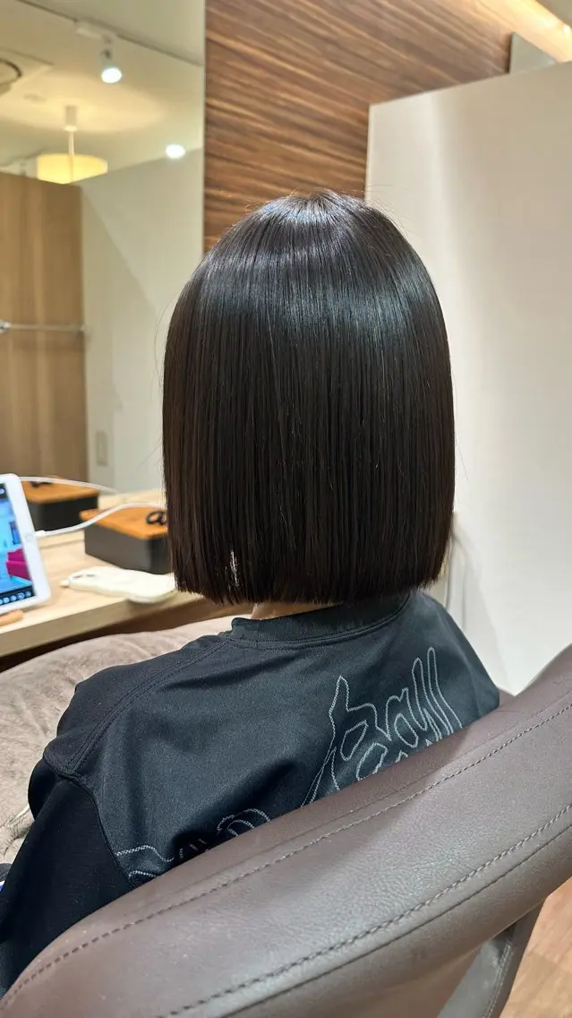 ミディアム パーマ ボブ 縮毛矯正 個室サロン🕊️ 飯塚優希のヘアスタイル
