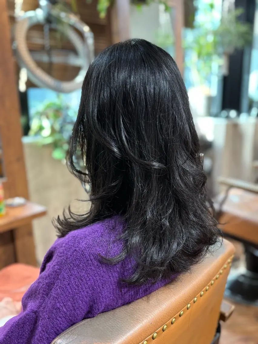 ロング ハイレイヤー レイヤーカット カット 縮毛矯正 武田尚子🌸 自然に仕上がる矯正のヘアスタイル