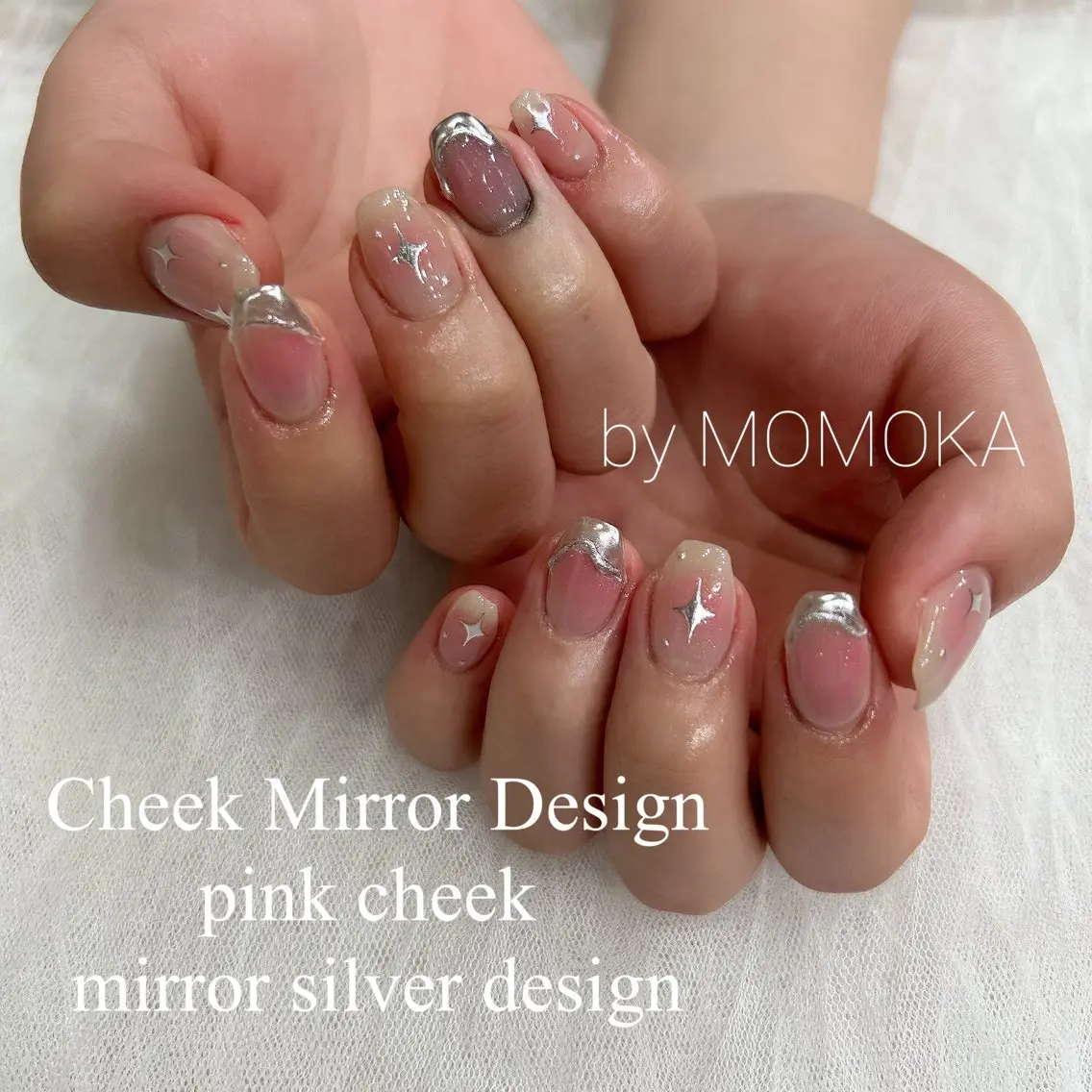 ネイル チークネイル ミラーネイル ハンドネイル Momo nailsalonのネイルデザイン