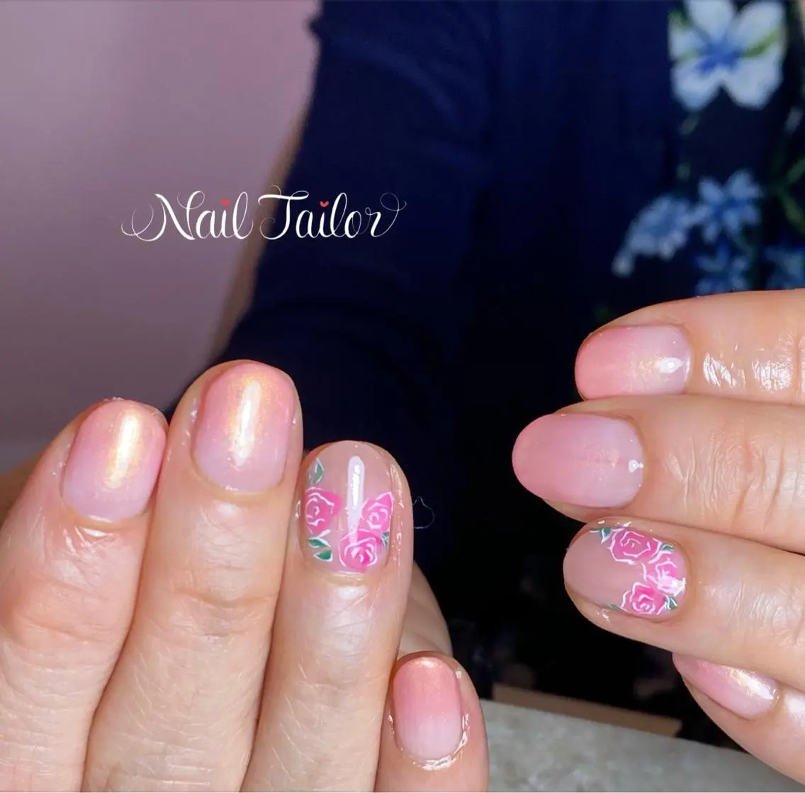ネイル アートネイル 長さ出し ジェルネイル グラデーション ピンク ハンドネイル NailTailor ネイルテイラーのネイルデザイン