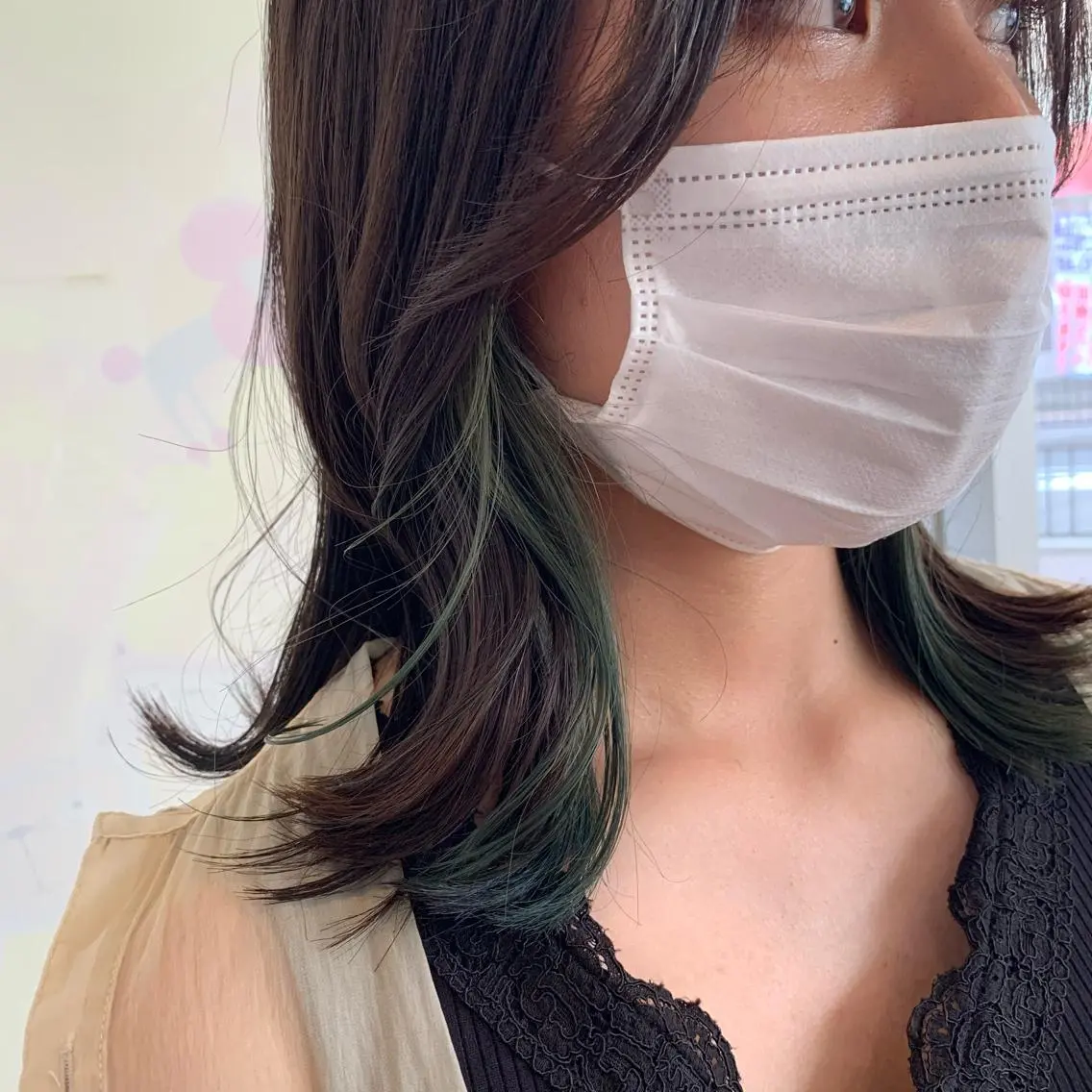 セミロング 韓国風ヘア 吉田 夢のヘアスタイル