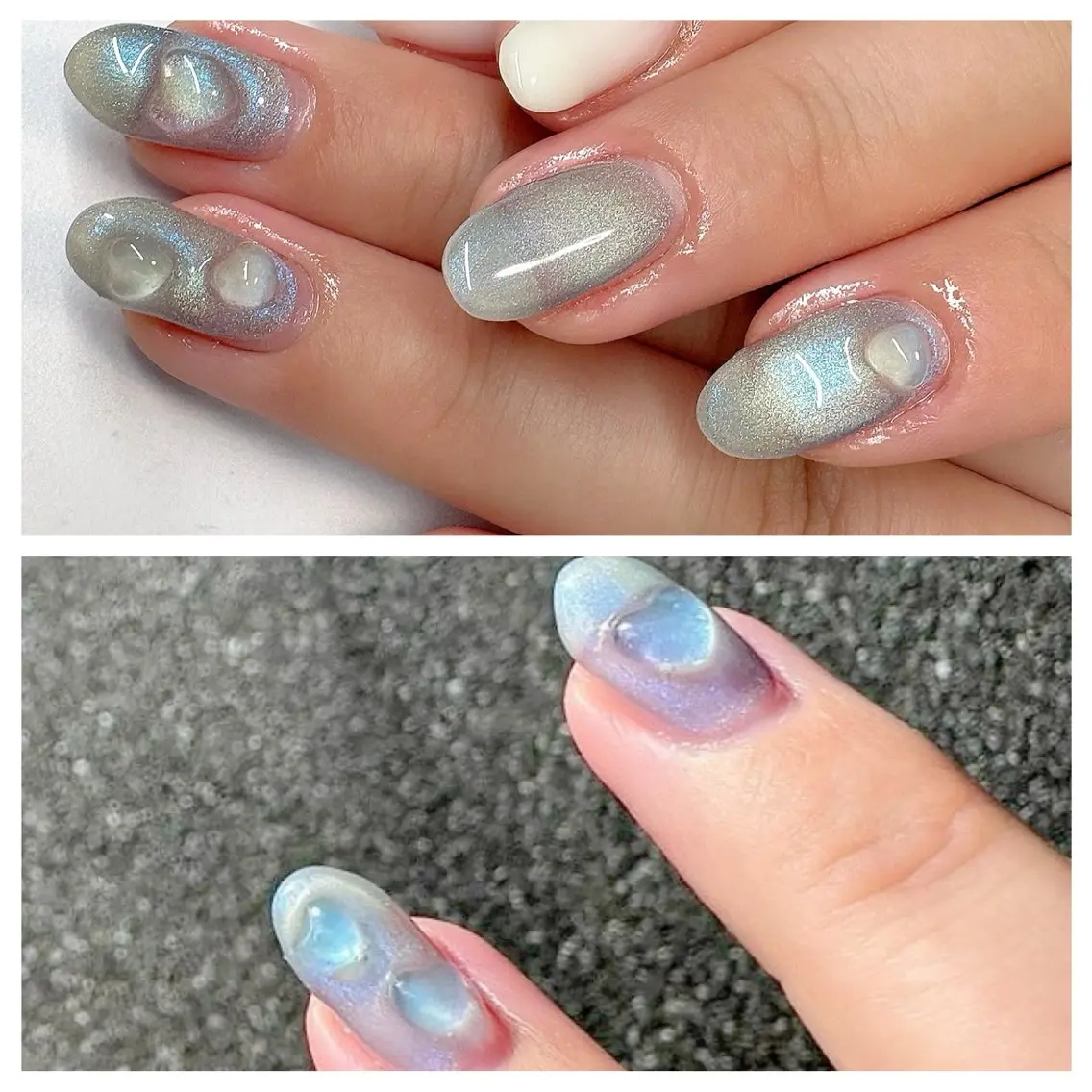 ネイル ブルー クリアネイル ハート マグネットネイル UVネイル ハンドネイル Eye nailのネイルデザイン