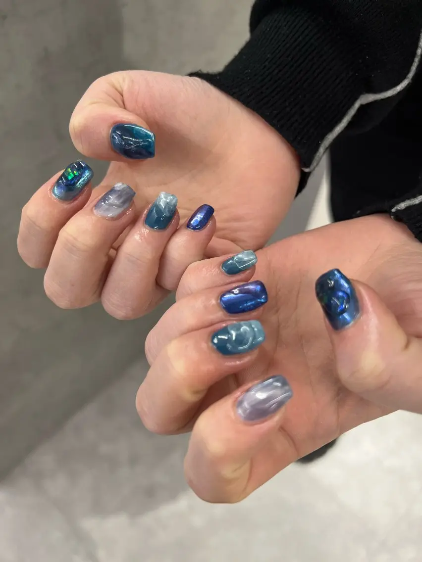 ネイル オーロラネイル クリアネイル ハンドネイル ハンドケア Bana_ Nailのネイルデザイン