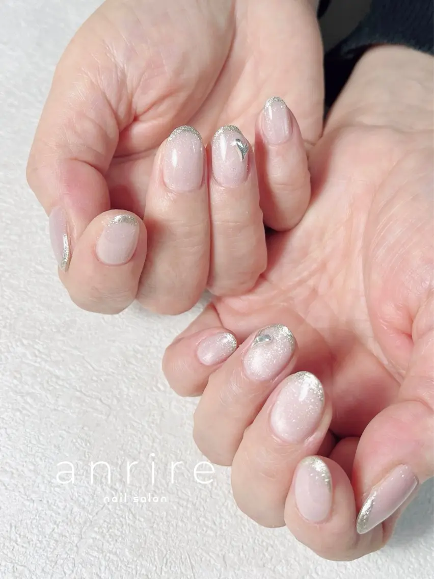 ネイル フラッシュネイル フラッシュマグ フレンチネイル ジェルネイル ハート ハンドネイル nailsalon anrireのネイルデザイン
