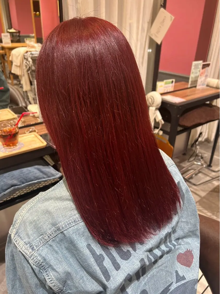 カラー ブリーチ ダブルカラー ブリーチなしカラー レッドカラー ヘアカラー 透明感カラー Ayuのヘアスタイル