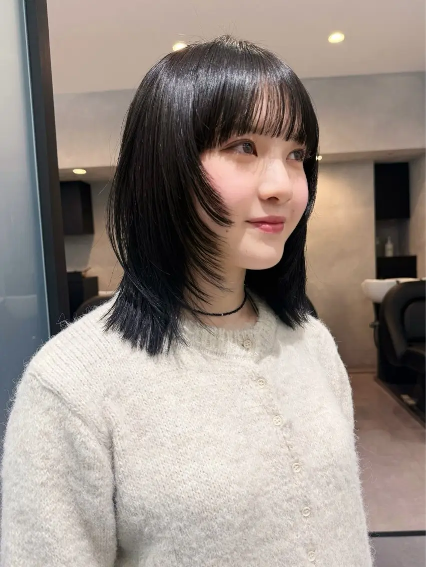 ミディアム カラー カット ヘアカラー トリートメント hanami /名駅のヘアスタイル