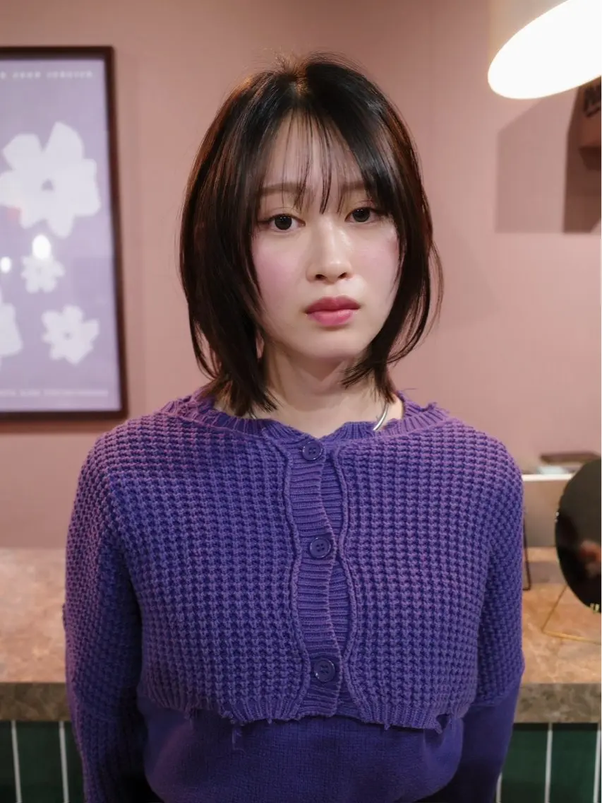 ミディアム カラー ヘアカラー トリートメント 渡邊萌衣/透明感 カラー/暖色カラーのヘアスタイル