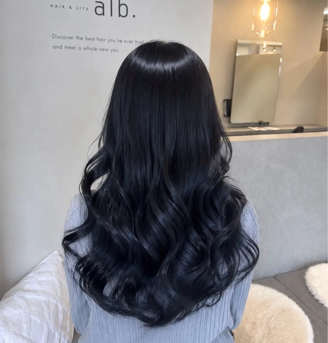 ロング カラー 黒髪 ブルーカラー ブルーブラック 透明感カラー トリートメント ヘアカラー トリートメント 透明感カラー🪽┊︎ Honoka🎀のヘアスタイル