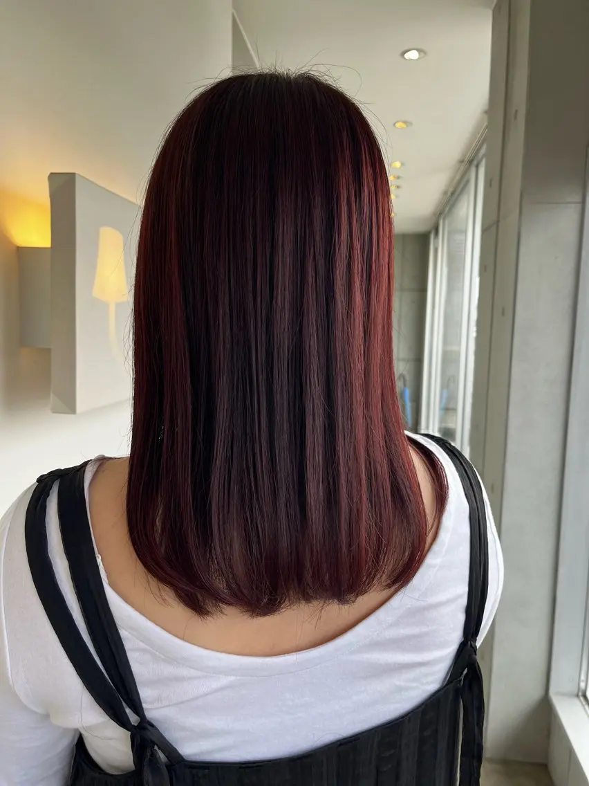 ミディアム ピンクブラウン おせ ちさとのヘアスタイル