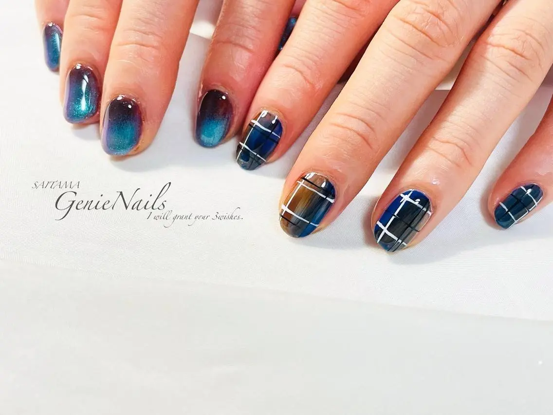 メンズ ネイル フットネイル メンズネイル オフィスネイル ショートネイル 冬ネイル ハンドネイル Genie Nailsのネイルデザイン