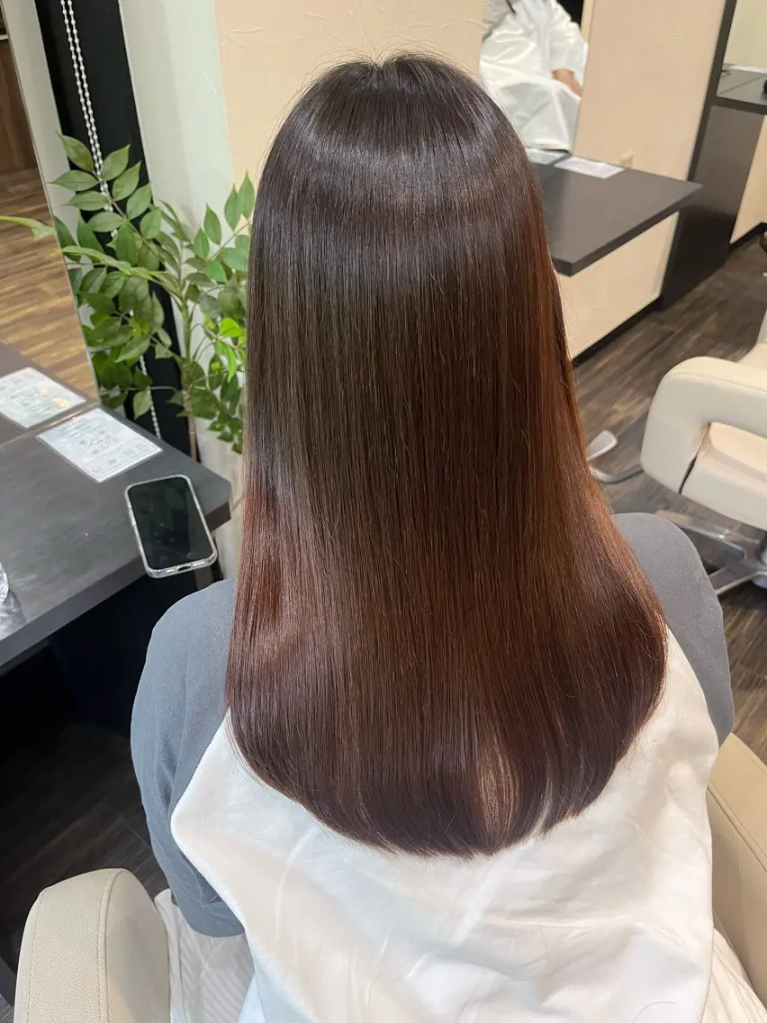 ロング カラー カット 縮毛矯正 トリートメント 河西 楓のヘアスタイル