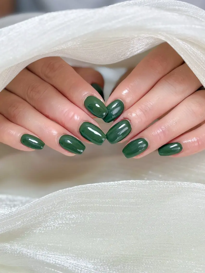 ネイル グリーン ワンカラーネイル シンプルネイル ハンドネイル nail salon minthのネイルデザイン