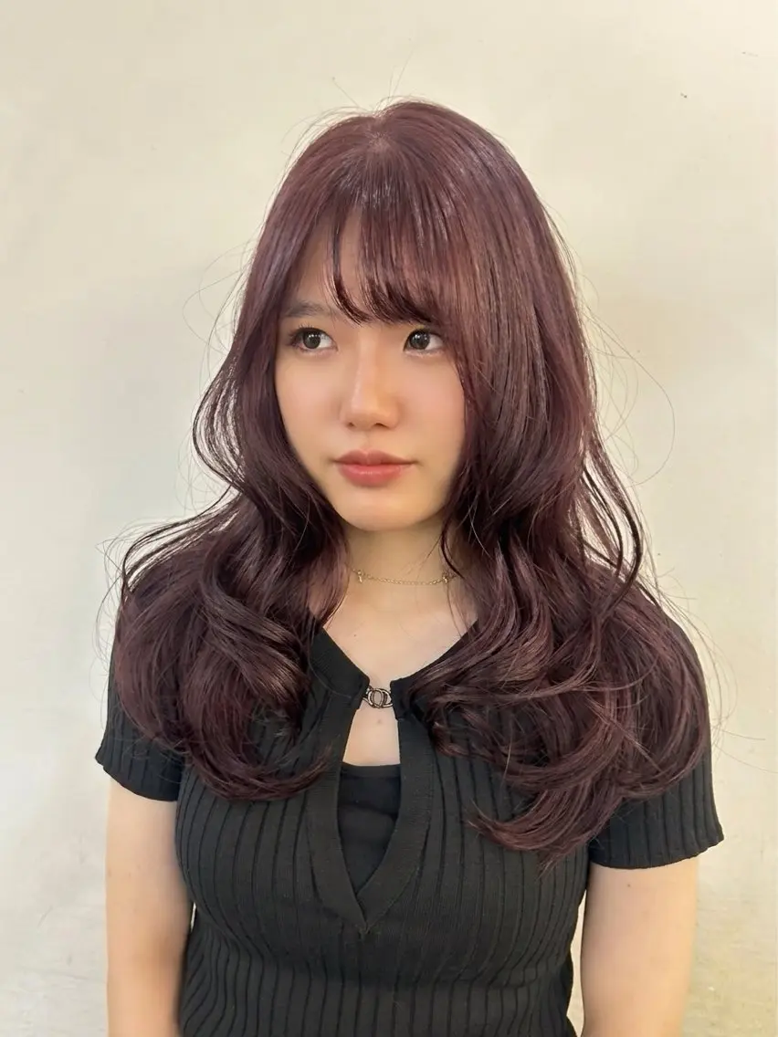 ロング カット ヘアカラー ✂韓国レイヤー 🦋みやび🪽のヘアスタイル
