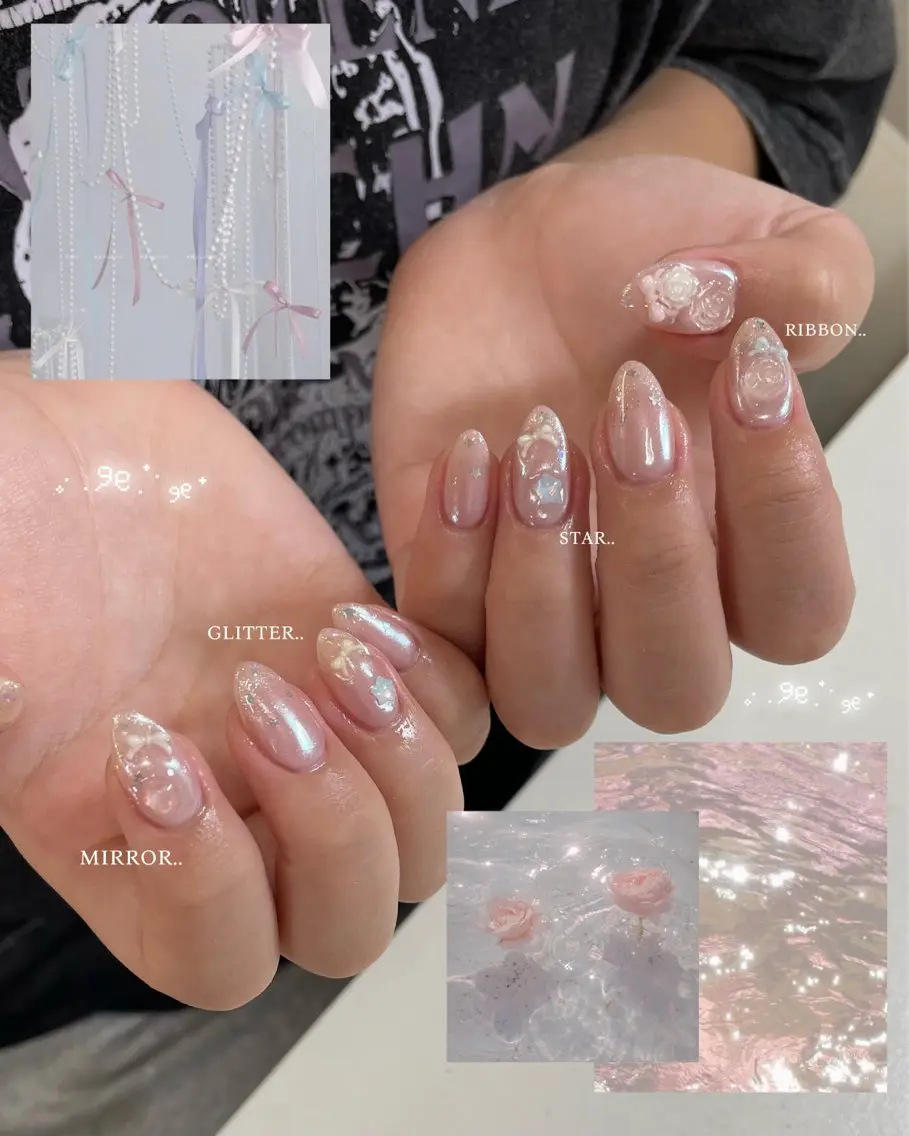ネイル ハンドネイル MINAMI໒꒱ Y2K、韓国ガーリーのネイルデザイン