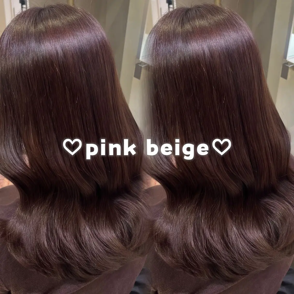 セミロング カラー ベージュカラー ピンクカラー ピンクベージュ カット ヘアカラー ♡透明感カラー/新宿 縮毛矯正/Rina♡のヘアスタイル