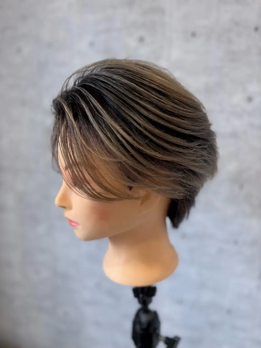 ショート カラー メンズ メンズバレイヤージュ メンズブリーチ センターパート バレイヤージュ ブリーチ カット ヘアカラー トリートメント 寺内 紳悟のヘアスタイル