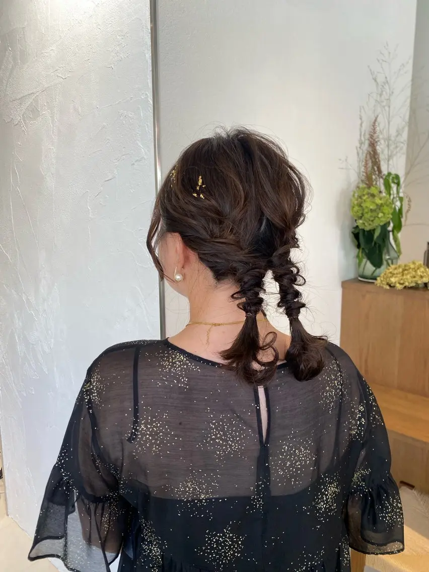 ミディアム ヘアアレンジ 暖色カラー /ヘアアレンジ/花鈴のヘアスタイル