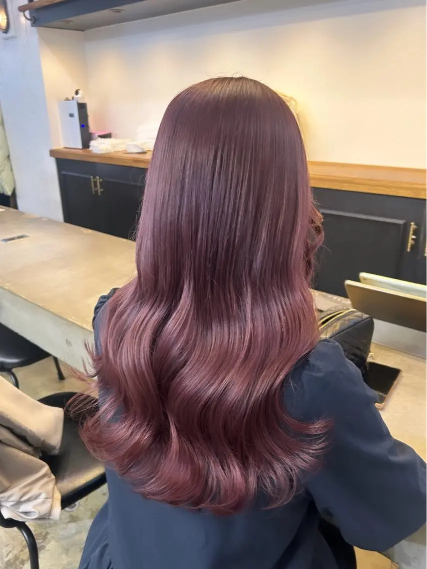 ロング カラー ヘアカラー トリートメント 🌷ラベンダーピンク 顔まわり🌷ねいろのヘアスタイル