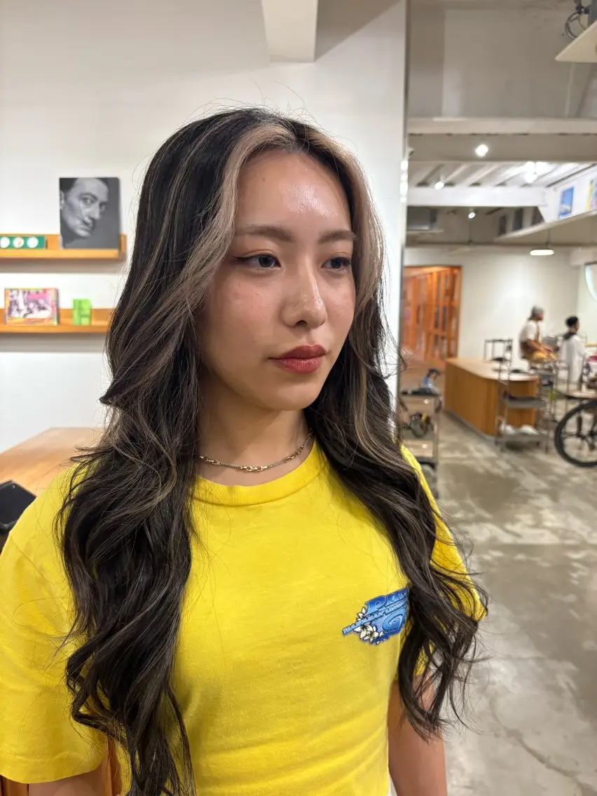 ロング ミストバング ヘアカラー ノハナ💜北谷 BY MY SIDEのヘアスタイル